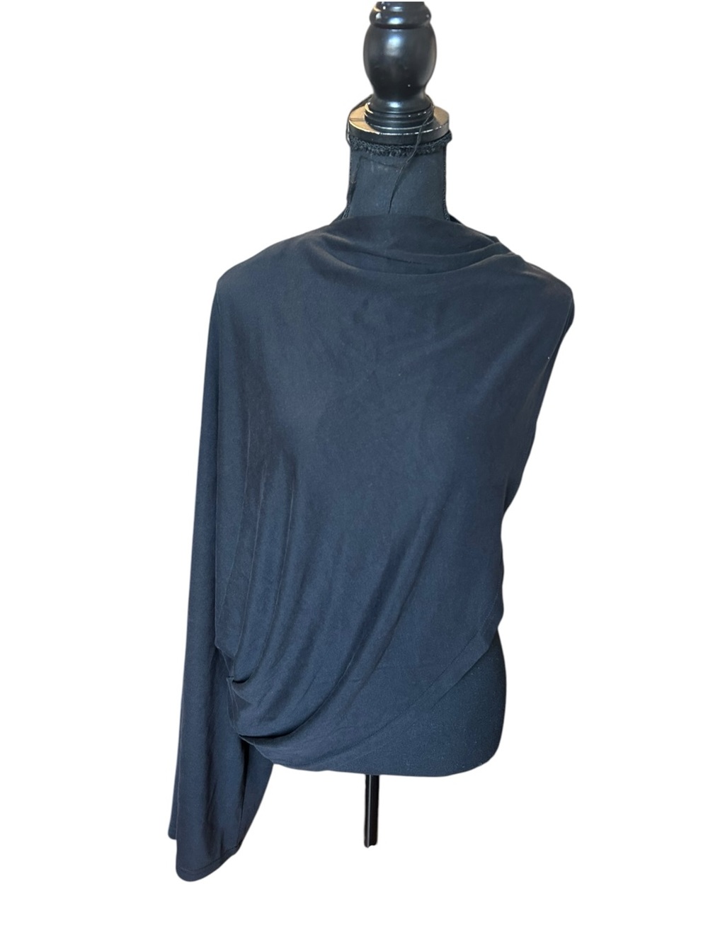 Acler Black Asymmetric Draped Tunic Top